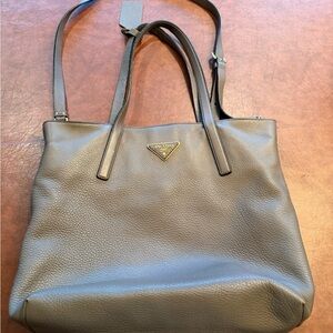 Prada Tall Shopping Tote in Agrilla (Taupe/Grey) 2010